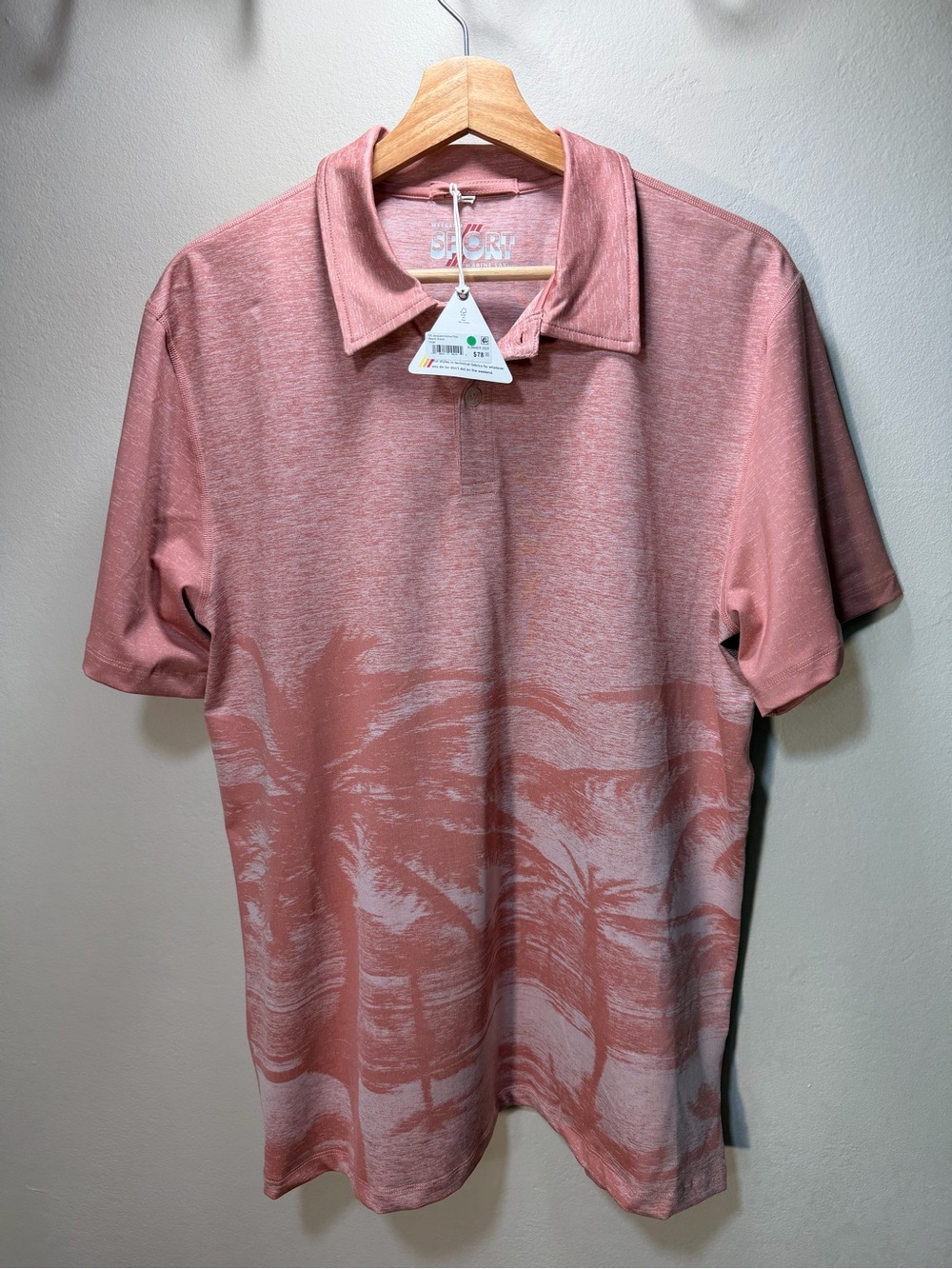 Marine Layer Men's Rose-Pink Tropical Golf Polo